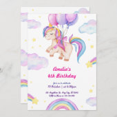 リトル恋しく思ススタナーピンク誕生日招待状 招待状 (正面/裏面)