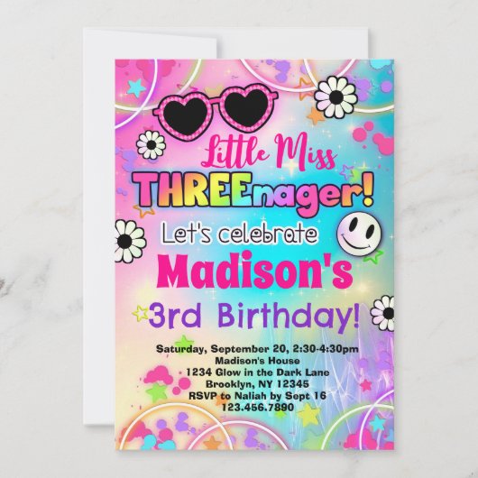 リトル恋しく思スレエンガーの3番目の誕生日 招待状 (正面)