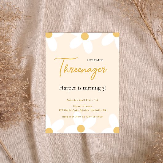 リトル恋しく思スレーナーピンクデイジー誕生日 招待状