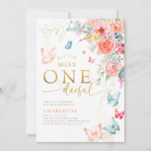 リトル恋しく思ババタフライガール1st誕生日パーティー 招待状 (正面)