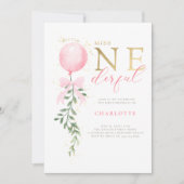 リトル恋しく思ピックボウバルーン1st誕生日パーティー 招待状 (正面)