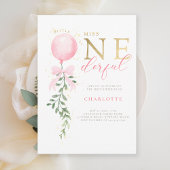 リトル恋しく思ピックボウバルーン1st誕生日パーティー 招待状