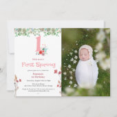 リトル恋しく思ファースト春フローラ1stバースデーフォト 招待状 (正面)