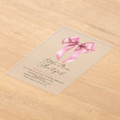 リトル恋しく思ボウティフィールピンクボーガール誕生日 アクリル招待状 (レイダウン)