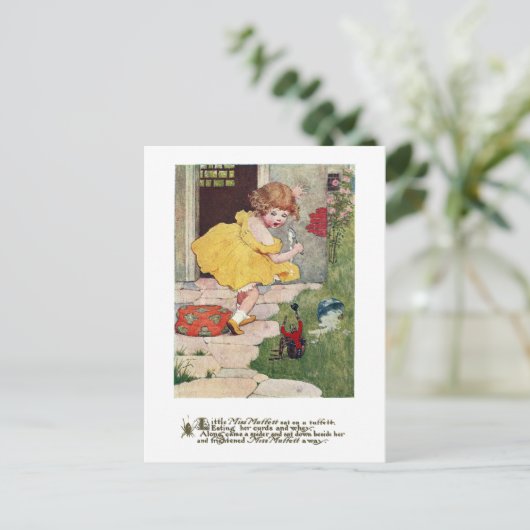 リトル恋しく思マフェットとスパイダーヴィンテージ子供部屋韻 ポストカード (スタンド正面)