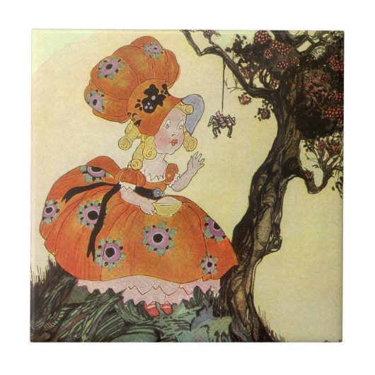 リトル恋しく思マフェット&スパイダーマザーグースヴィンテージ タイル (正面)
