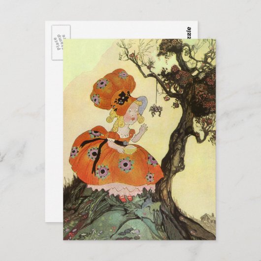 リトル恋しく思マフェット&スパイダーマザーグースヴィンテージ ポストカード (正面/裏面)