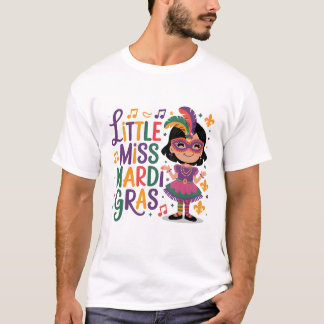 リトル恋しく思マルディグラスフェスティバルお祝いデザイン Tシャツ