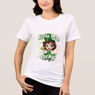 リトル恋しく思ラッキー：可愛いセントパトリックのデイガール トライブレンドＴシャツ