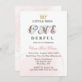 リトル恋しく思ワンダーフルピンク1st誕生日パーティー請求書 招待状 (正面/裏面)