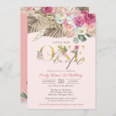 リトル恋しく思ワンダーフルボホフローラファースト誕生日 招待状 (正面/裏面)