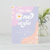 リトル恋しく思・ワン・ダーフル1歳の誕生日ボホデイジー 招待状 (スタンド正面)