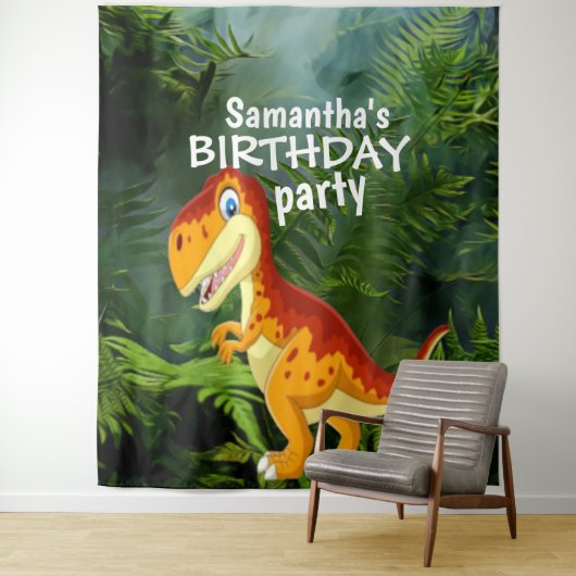 リトル恐竜の誕生日背景 タペストリー (インサイチュ)