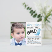 リトル恐竜誕生日テーマブルー恐竜ディノ ポストカード (スタンド正面)