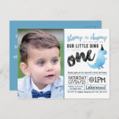 リトル恐竜誕生日テーマブルー恐竜ディノ ポストカード (正面/裏面)