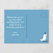 リトル恐竜誕生日テーマブルー恐竜ディノ ポストカード (裏面)