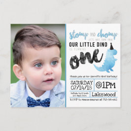 リトル恐竜誕生日テーマブルー恐竜ディノ ポストカード