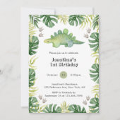 リトル恐竜1歳の誕生日招待状 招待状 (正面)