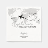 リトル探検家はすぐに灰色の赤ちゃんシャワーが着陸している スタンダードカクテルナプキン (正面)