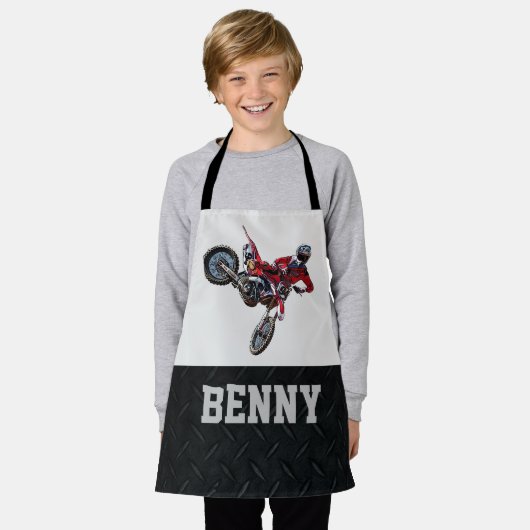 リトル整備士ダートバイク名レースボーイソンクール エプロン (着用した状態)