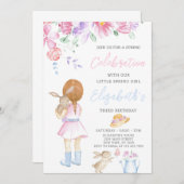 リトル春ガール誕生日招待状 招待状 (正面/裏面)