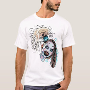 リトル淡い色のガール不気味ピエロホラー映画アート Tシャツ