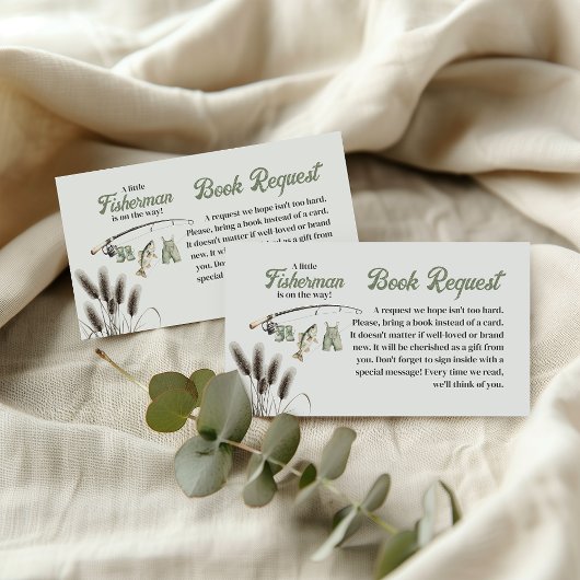 リトル漁師魚釣り赤ちゃんシャワー予約リクエスト エンクロージャーカード