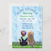 リトル男の赤ちゃんと彼の犬の赤ちゃんシャワー招待状 招待状 (正面)