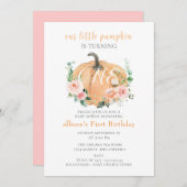 リトル秋カボチャ水彩少女1st誕生日 招待状 (正面/裏面)