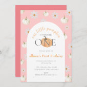 リトル秋カボチャ水彩少女1st誕生日 招待状 (正面/裏面)