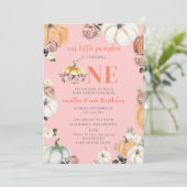 リトル秋カボチャ水彩少女1st誕生日 招待状 (スタンド正面)