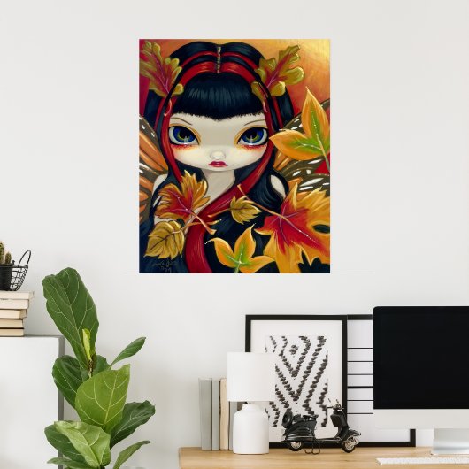 リトル紅葉アートプリント秋妖精 ポスター (ホームオフィス)