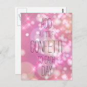 リトル紙吹雪の追加 – ピンク感動的引用文 ポストカード (正面/裏面)