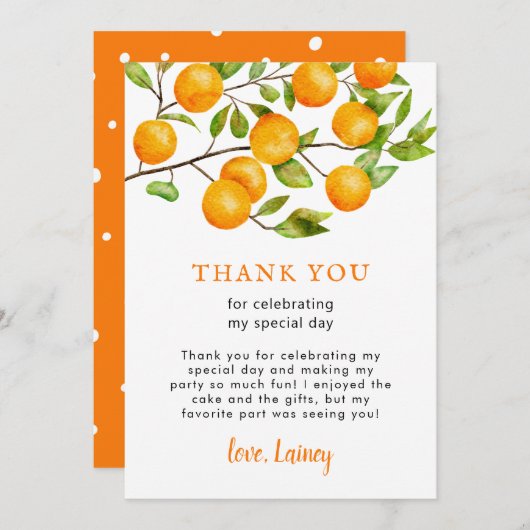 リトル素朴かわいこちゃん誕生日パーティー サンキューカード (正面/裏面)