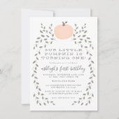 リトル素朴カボチャ女の子の最初の誕生日パーティー 招待状 (正面)