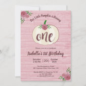 リトル素朴カボチャ女の子ピンク1st誕生日パーティー 招待状 (正面)