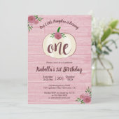 リトル素朴カボチャ女の子ピンク1st誕生日パーティー 招待状 (スタンド正面)