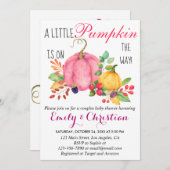 リトル素朴カボチャ秋カップル赤ちゃんシャワー 招待状 (正面/裏面)