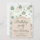 リトル素朴カボチャ秋グリーンバースデーパーティー 招待状 (正面)