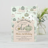 リトル素朴カボチャ秋グリーン第2誕生日 招待状 (スタンド正面)