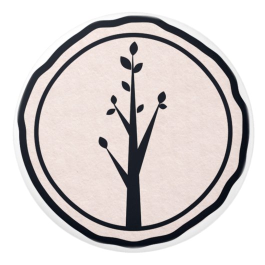 リトル素朴ツリー自然ミニマルオーガニックテーマ セラミックノブ (正面)