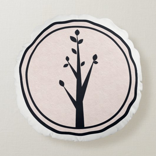 リトル素朴ツリー自然ミニマルカスタムリスト ラウンドクッション (正面)