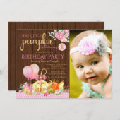 リトル素朴パンプキンファースト誕生日招待状 招待状 (正面/裏面)