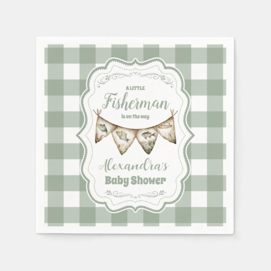 リトル素朴フィッシャーマン魚釣りベビーシャワー スタンダードカクテルナプキン (正面)