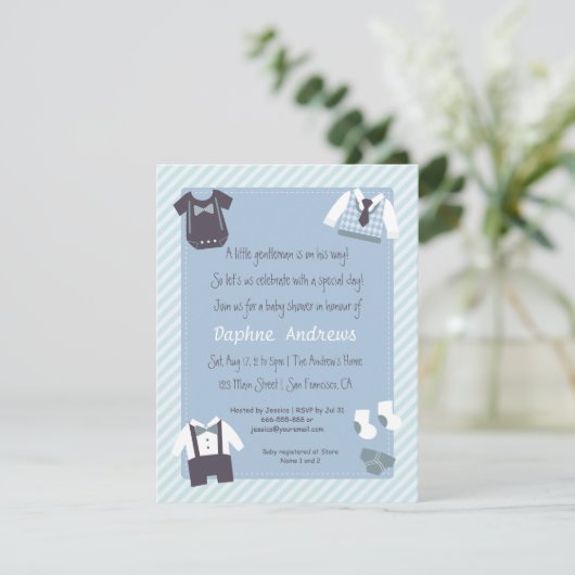リトル紳士男の赤ちゃんシャワーパーティの招待状 招待状 (スタンド正面)