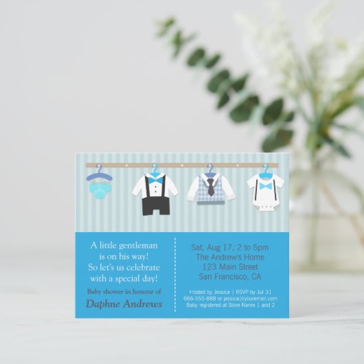 リトル紳士男の赤ちゃんシャワー招待状 招待状 (スタンド正面)