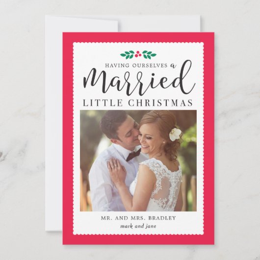 リトル結婚したクリスマスニューリウェズホリデーカード シーズンカード (正面)