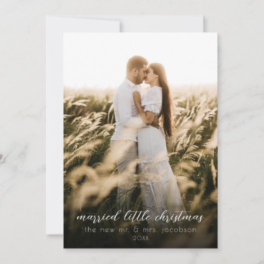 リトル結婚したクリスマス新婚ホリデーカード サンキューカード (正面)