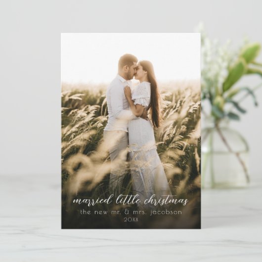 リトル結婚したクリスマス新婚ホリデーカード サンキューカード (スタンド正面)