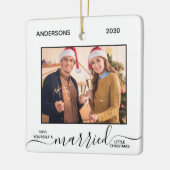 リトル結婚したスクリスシンプルス新婚の写真 セラミックオーナメント (左)